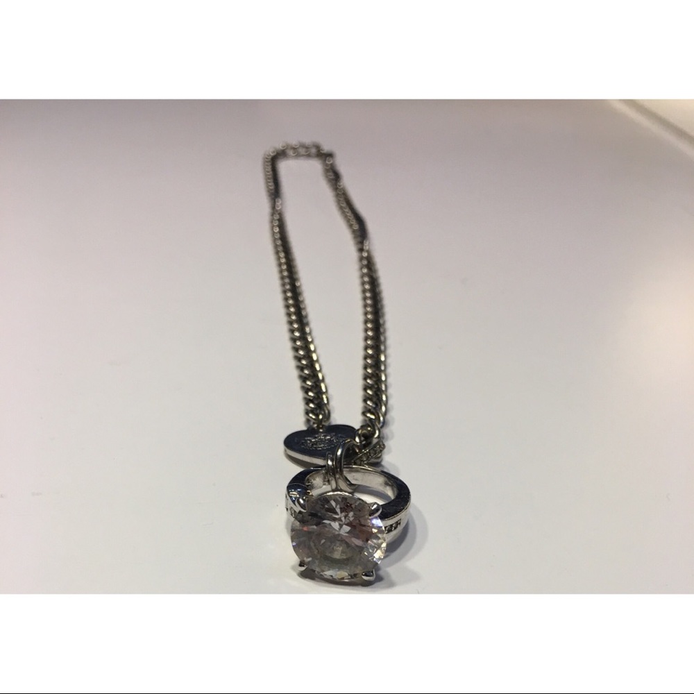 Juicy couture silver diamond ring necklace